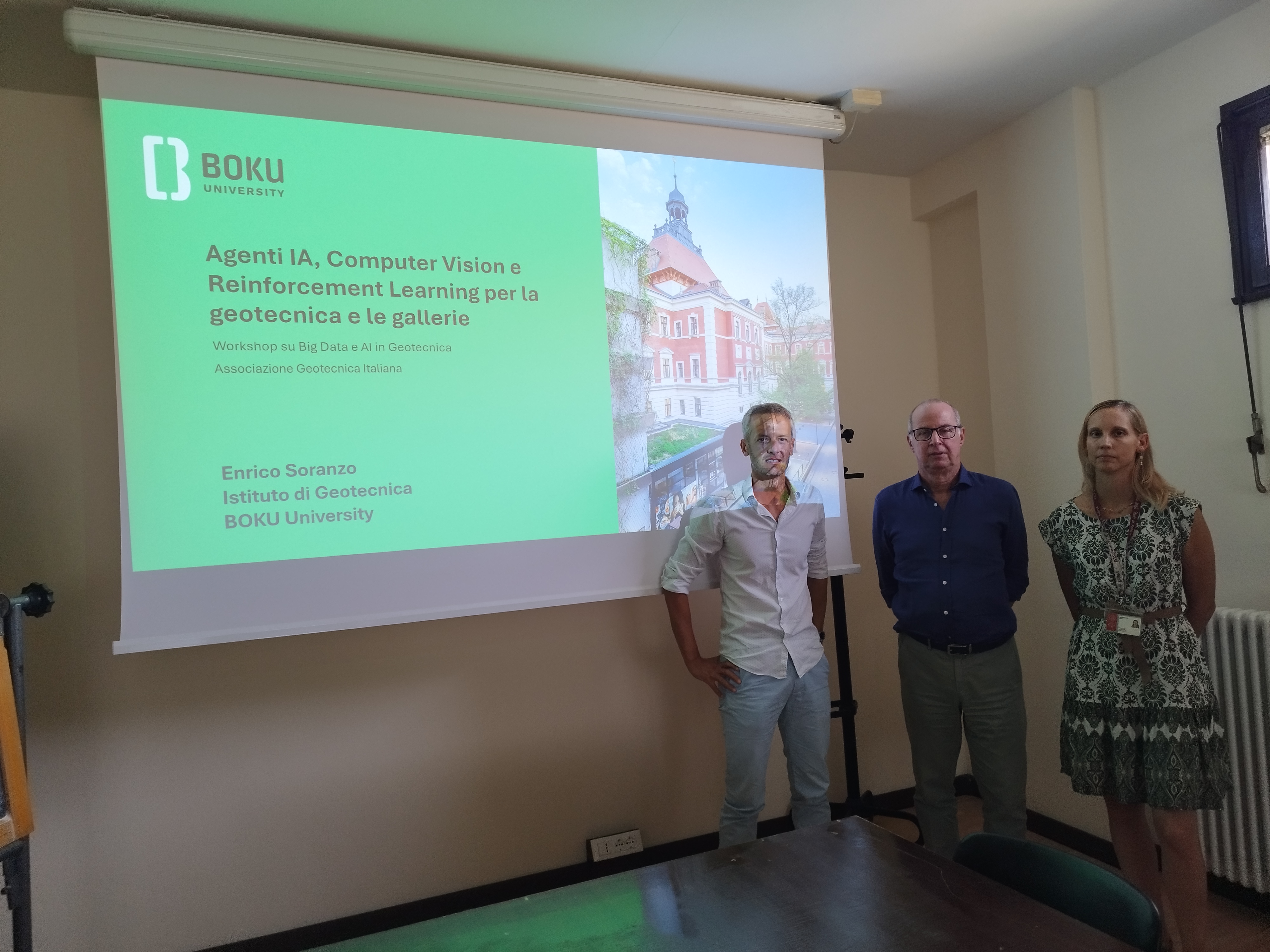 Soranzo's talk on AI agents for geotechnics at UniSafe